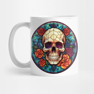 Stained Glass Floral Skull #6 Mug